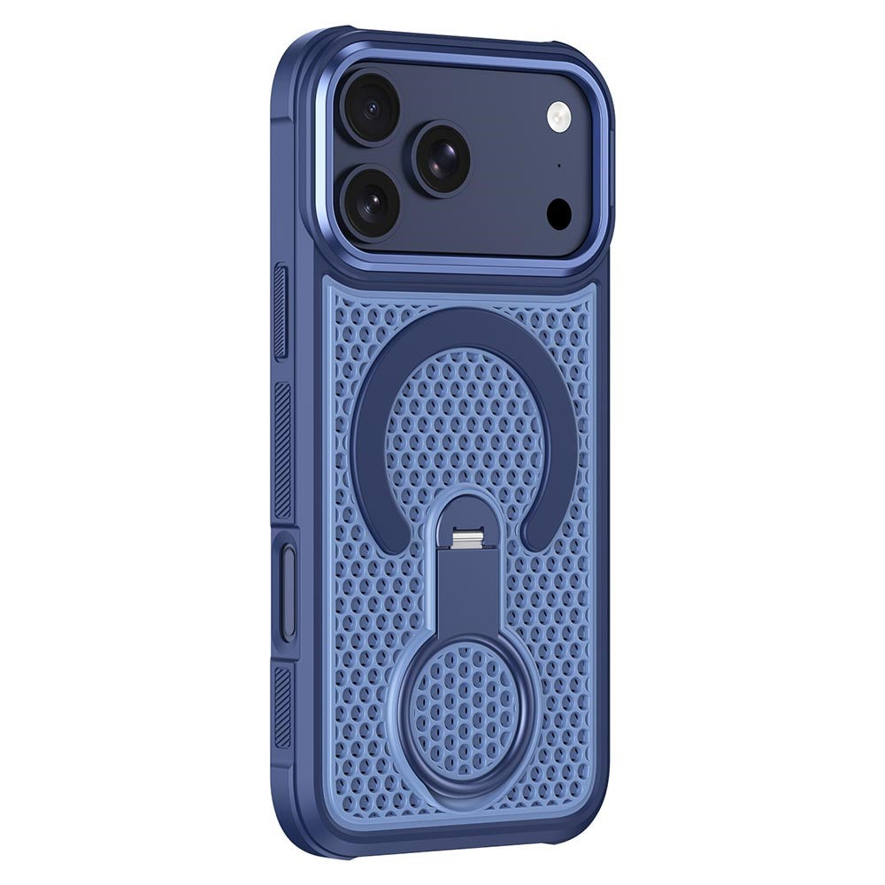 iPhone 17 Pro Max EIDERWOOD Hybrid Cover m. Varmeafledning & 360° Roterende Kickstand - MagSafe Kompatibel - Blå