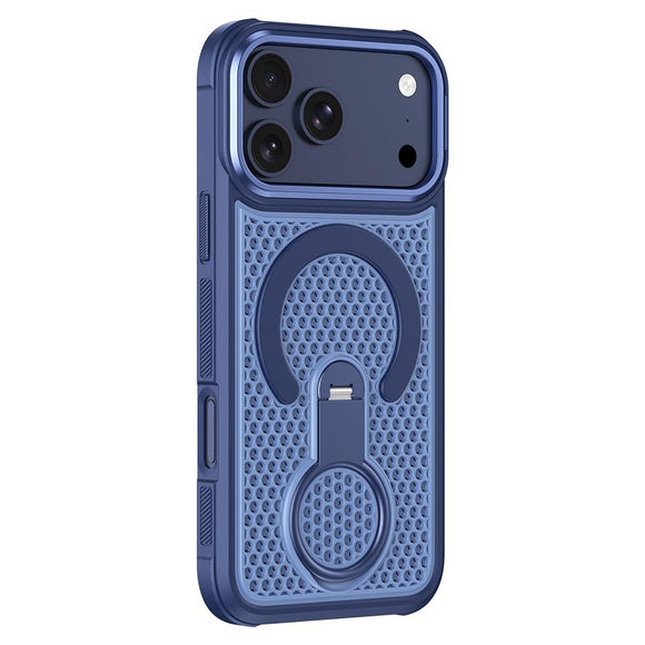 iPhone 17 Pro Max EIDERWOOD Hybrid Cover m. Varmeafledning & 360° Roterende Kickstand - MagSafe Kompatibel - Blå