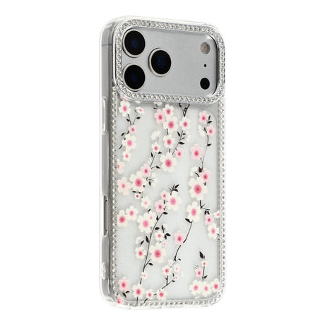 iPhone 17 Pro Max EIDERWOOD Hybrid Cover m. Rhinsten & Blomsterdesign - Gennemsigtig / Kirsebærblomster