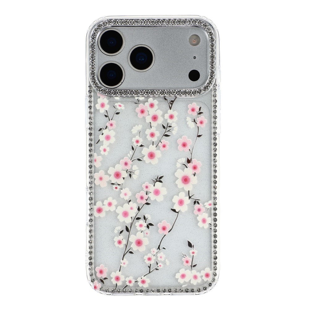 iPhone 17 Pro Max EIDERWOOD Hybrid Cover m. Rhinsten & Blomsterdesign - Gennemsigtig / Kirsebærblomster