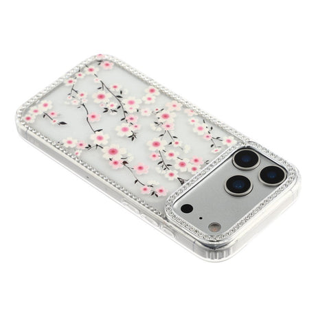iPhone 17 Pro Max EIDERWOOD Hybrid Cover m. Rhinsten & Blomsterdesign - Gennemsigtig / Kirsebærblomster