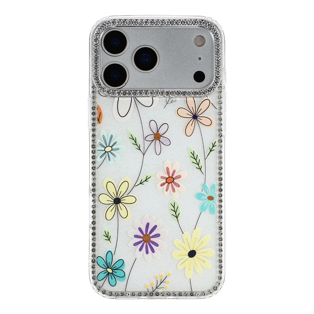 iPhone 17 Pro Max EIDERWOOD Hybrid Cover m. Rhinsten & Blomsterdesign - Hvid / Flerfarvet Blomster
