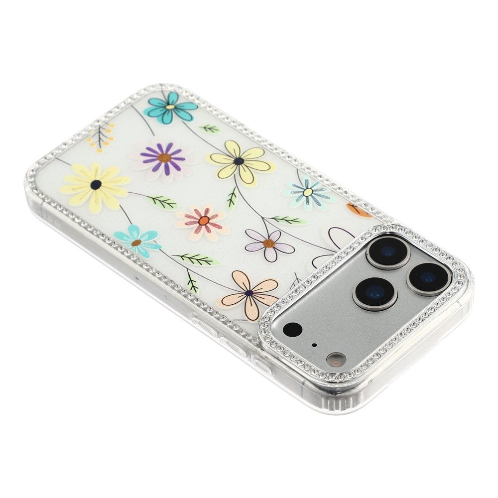 iPhone 17 Pro Max EIDERWOOD Hybrid Cover m. Rhinsten & Blomsterdesign - Hvid / Flerfarvet Blomster