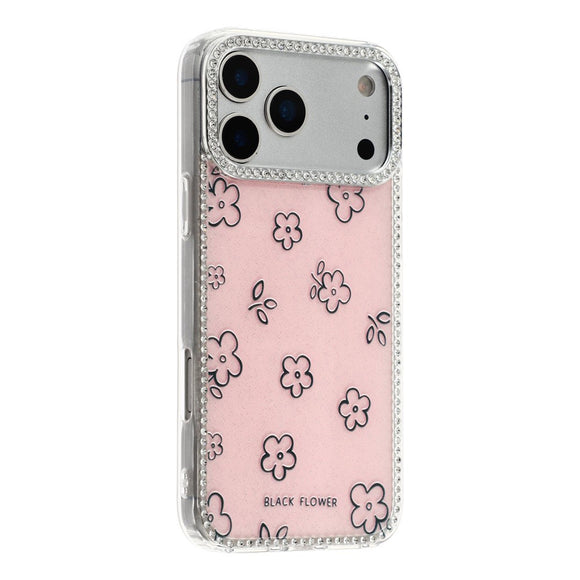iPhone 17 Pro Max EIDERWOOD Hybrid Cover m. Rhinsten & Blomsterdesign - Lyserød / Blomster