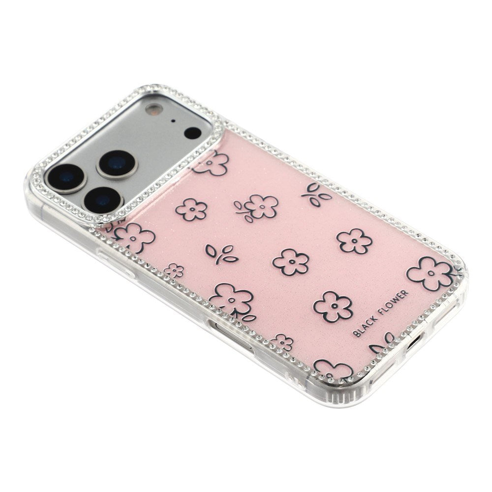 iPhone 17 Pro Max EIDERWOOD Hybrid Cover m. Rhinsten & Blomsterdesign - Lyserød / Blomster