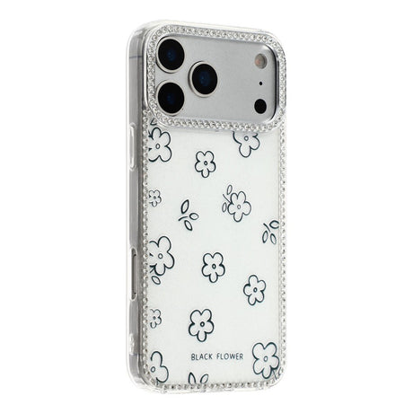 iPhone 17 Pro Max EIDERWOOD Hybrid Cover m. Rhinsten & Blomsterdesign - Hvid / Blomster