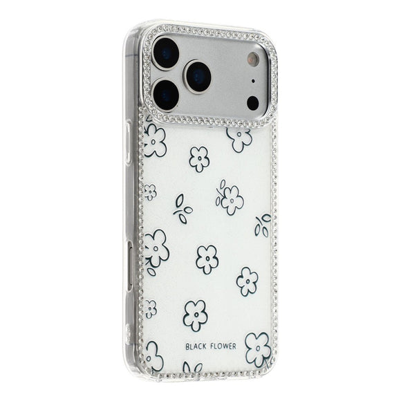 iPhone 17 Pro Max EIDERWOOD Hybrid Cover m. Rhinsten & Blomsterdesign - Hvid / Blomster