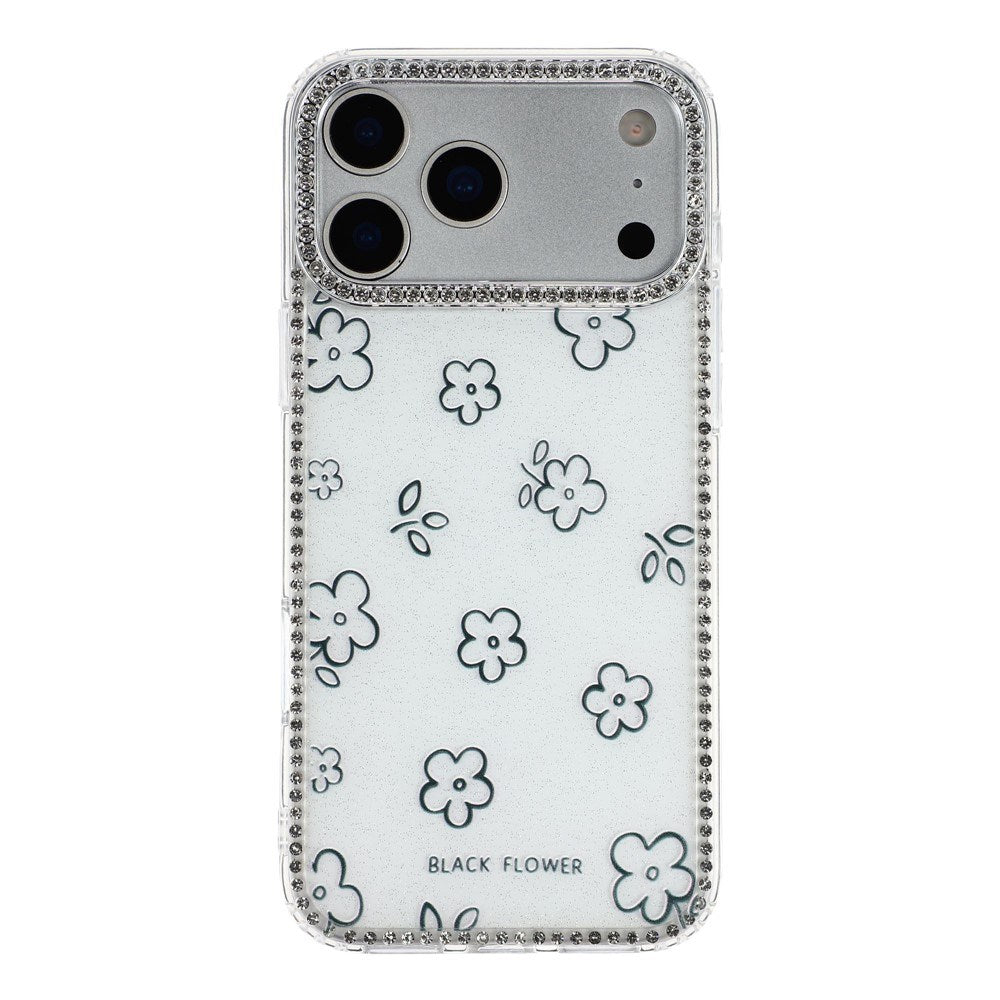 iPhone 17 Pro Max EIDERWOOD Hybrid Cover m. Rhinsten & Blomsterdesign - Hvid / Blomster