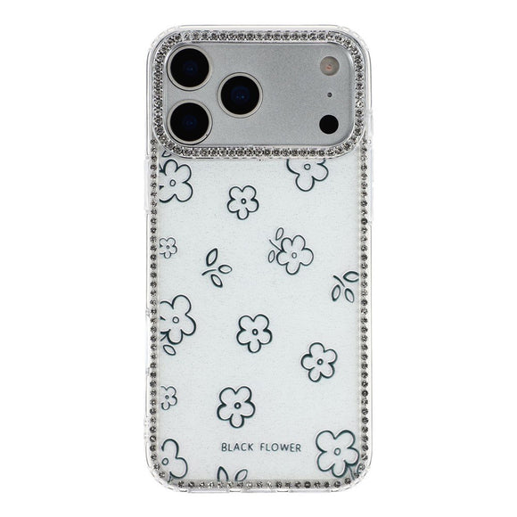 iPhone 17 Pro Max EIDERWOOD Hybrid Cover m. Rhinsten & Blomsterdesign - Hvid / Blomster