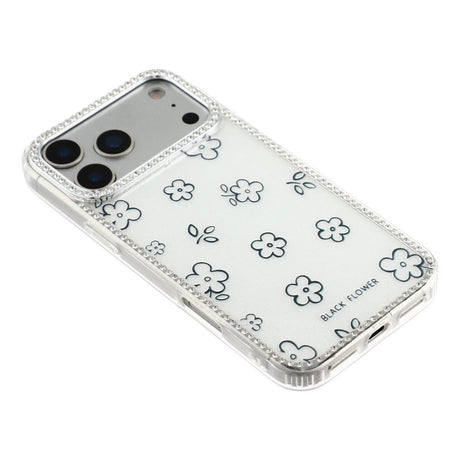 iPhone 17 Pro Max EIDERWOOD Hybrid Cover m. Rhinsten & Blomsterdesign - Hvid / Blomster