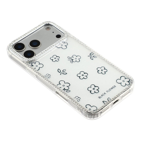 iPhone 17 Pro Max EIDERWOOD Hybrid Cover m. Rhinsten & Blomsterdesign - Hvid / Blomster