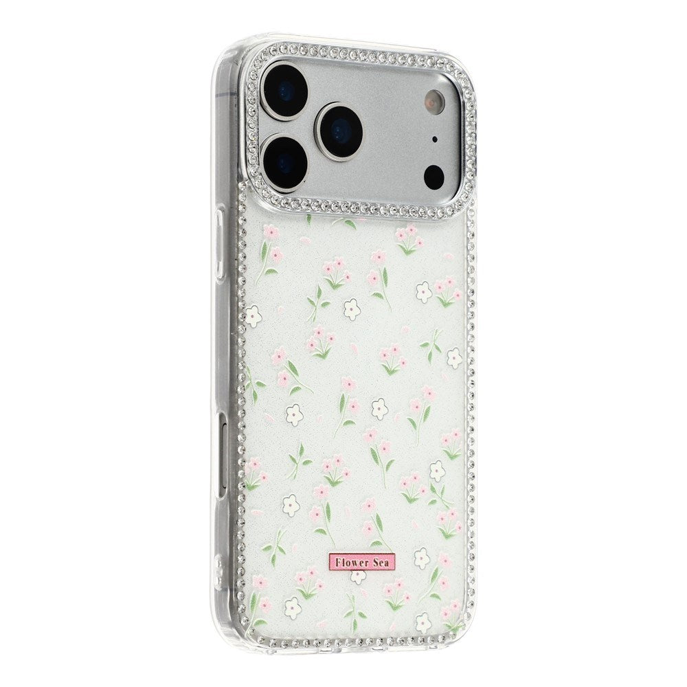 iPhone 17 Pro Max EIDERWOOD Hybrid Cover m. Rhinsten & Blomsterdesign - Hvid / Forårsblomster