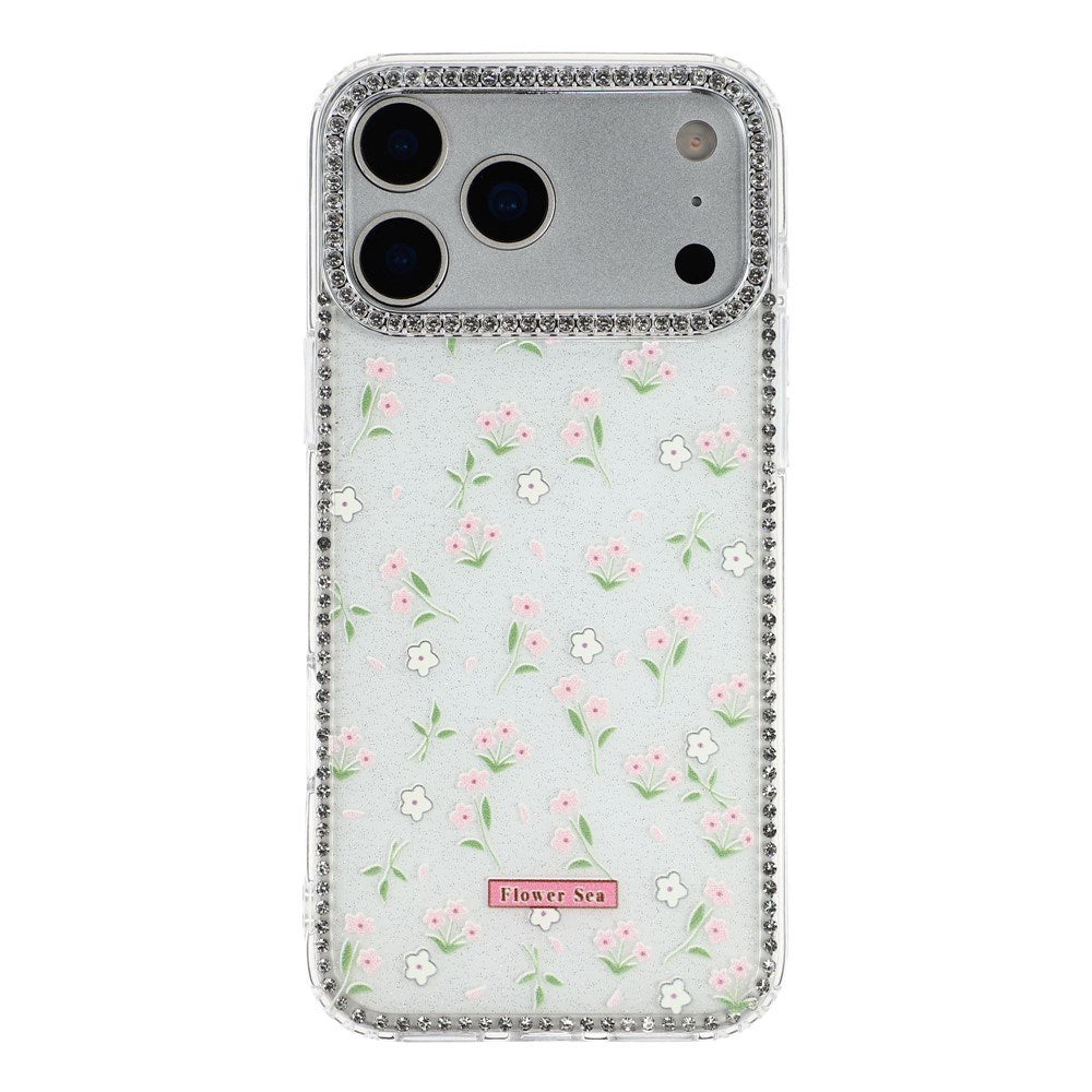 iPhone 17 Pro Max EIDERWOOD Hybrid Cover m. Rhinsten & Blomsterdesign - Hvid / Forårsblomster