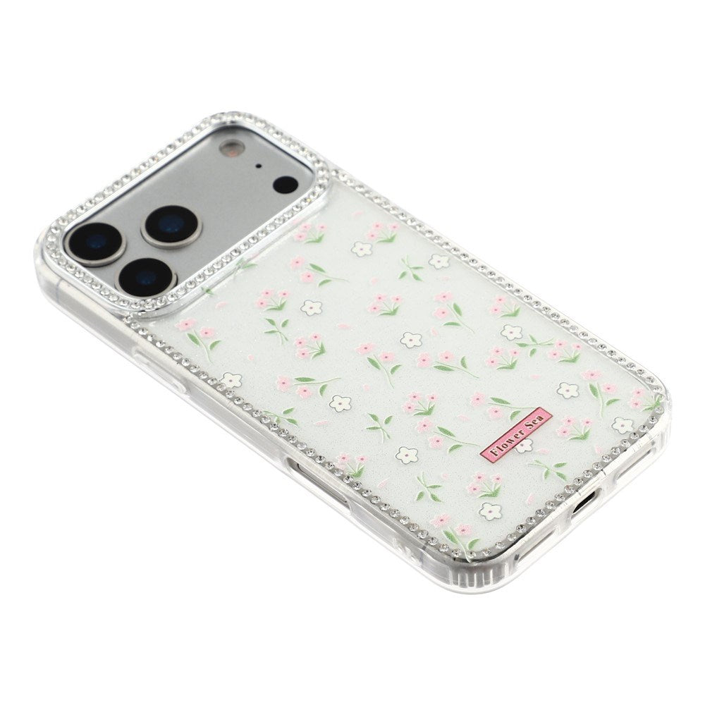 iPhone 17 Pro Max EIDERWOOD Hybrid Cover m. Rhinsten & Blomsterdesign - Hvid / Forårsblomster