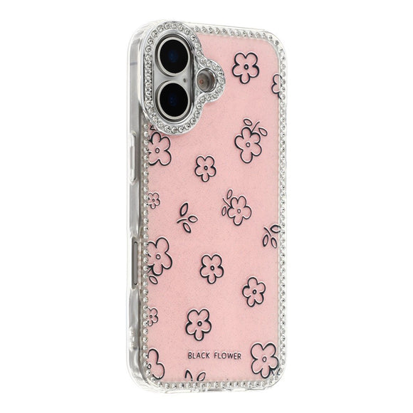 iPhone 17 EIDERWOOD Hybrid Cover m. Rhinsten & Blomsterdesign - Lyserød / Blomster