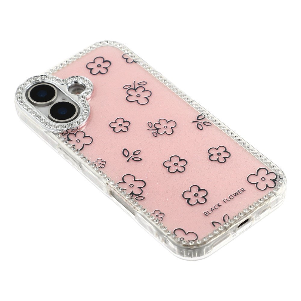 iPhone 17 EIDERWOOD Hybrid Cover m. Rhinsten & Blomsterdesign - Lyserød / Blomster