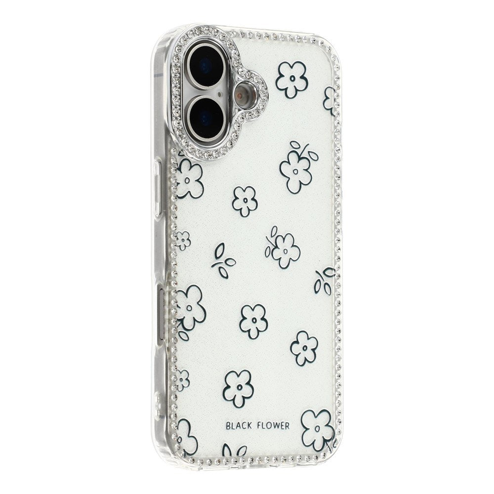 iPhone 17 EIDERWOOD Hybrid Cover m. Rhinsten & Blomsterdesign - Hvid / Blomster