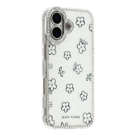 iPhone 17 EIDERWOOD Hybrid Cover m. Rhinsten & Blomsterdesign - Hvid / Blomster
