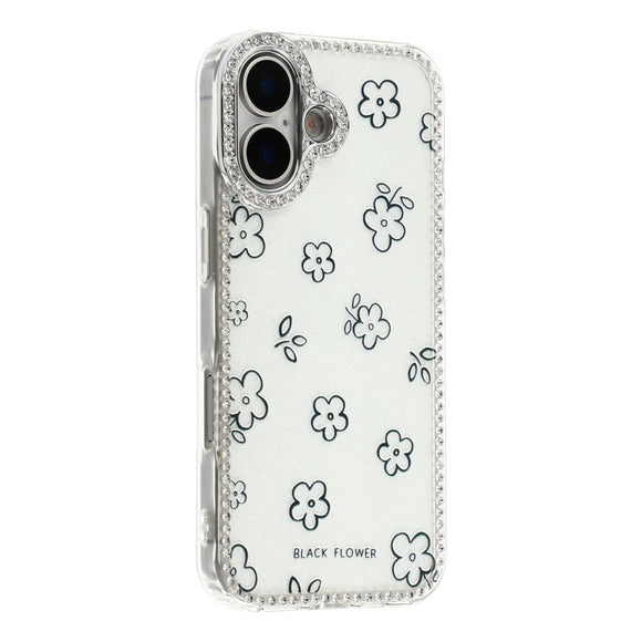 iPhone 17 EIDERWOOD Hybrid Cover m. Rhinsten & Blomsterdesign - Hvid / Blomster