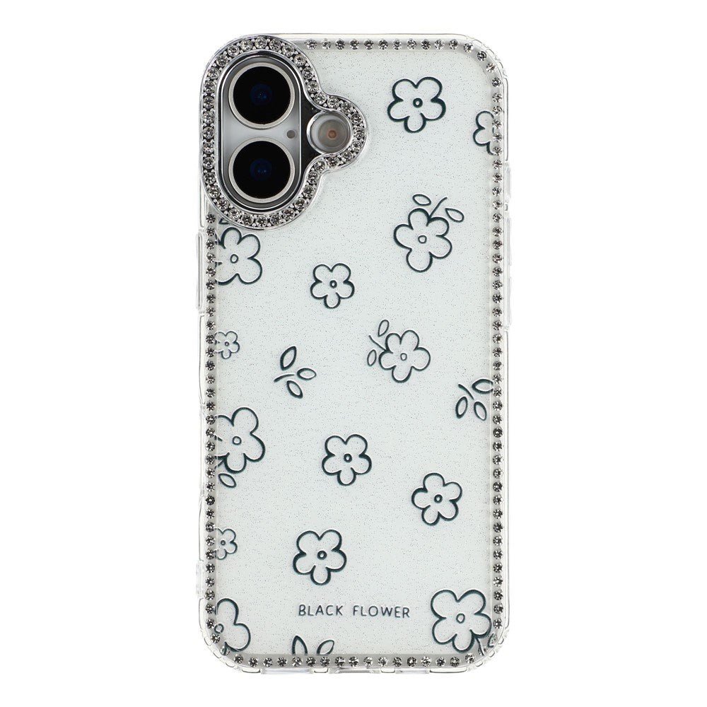 iPhone 17 EIDERWOOD Hybrid Cover m. Rhinsten & Blomsterdesign - Hvid / Blomster