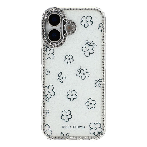 iPhone 17 EIDERWOOD Hybrid Cover m. Rhinsten & Blomsterdesign - Hvid / Blomster
