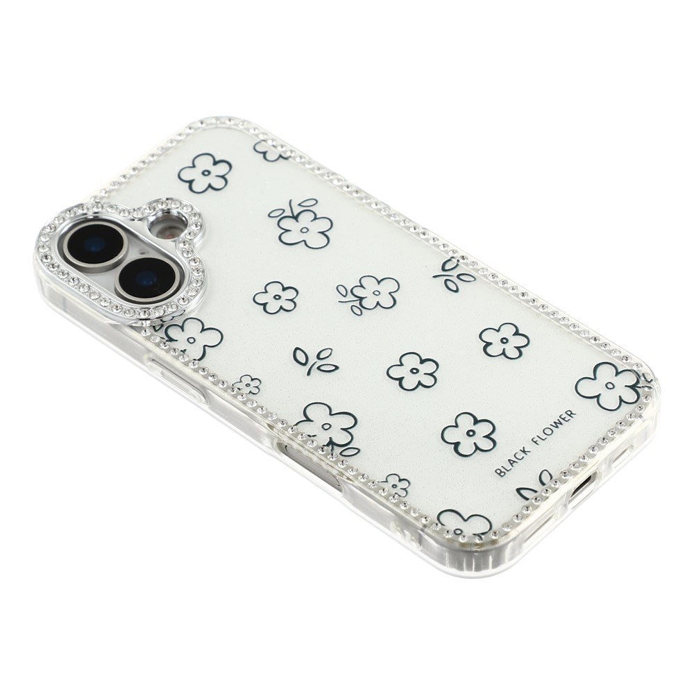 iPhone 17 EIDERWOOD Hybrid Cover m. Rhinsten & Blomsterdesign - Hvid / Blomster
