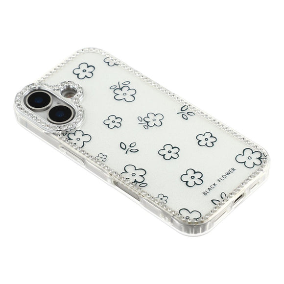 iPhone 17 EIDERWOOD Hybrid Cover m. Rhinsten & Blomsterdesign - Hvid / Blomster