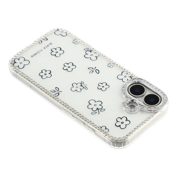 iPhone 17 EIDERWOOD Hybrid Cover m. Rhinsten & Blomsterdesign - Hvid / Blomster