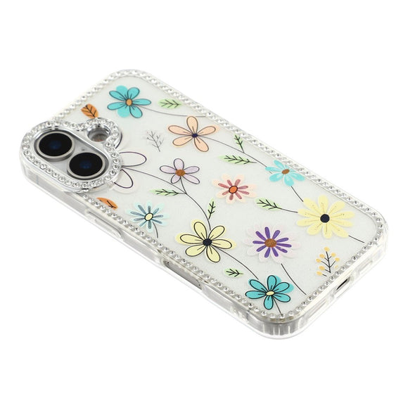 iPhone 17 EIDERWOOD Hybrid Cover m. Rhinsten & Blomsterdesign - Hvid / Flerfarvet Blomster