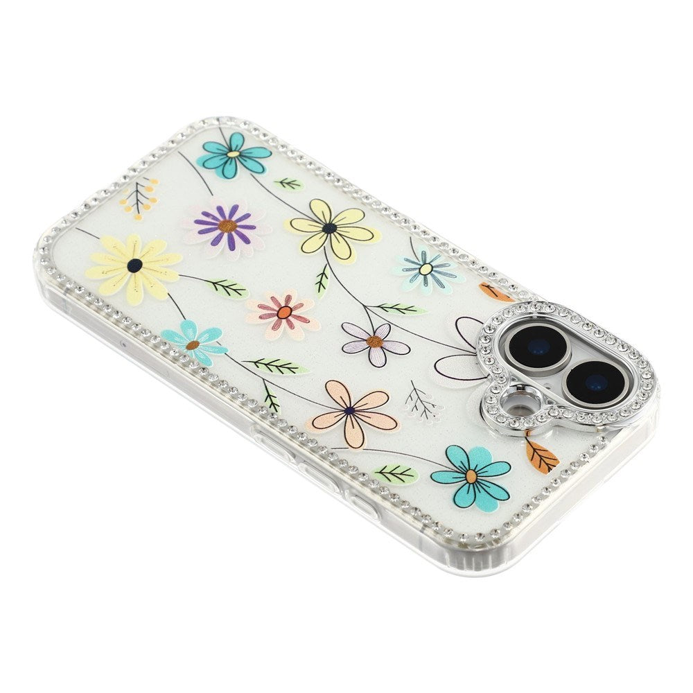 iPhone 17 EIDERWOOD Hybrid Cover m. Rhinsten & Blomsterdesign - Hvid / Flerfarvet Blomster