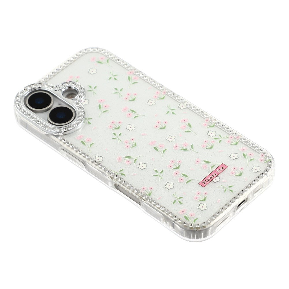 iPhone 17 EIDERWOOD Hybrid Cover m. Rhinsten & Blomsterdesign - Hvid / Forårsblomster
