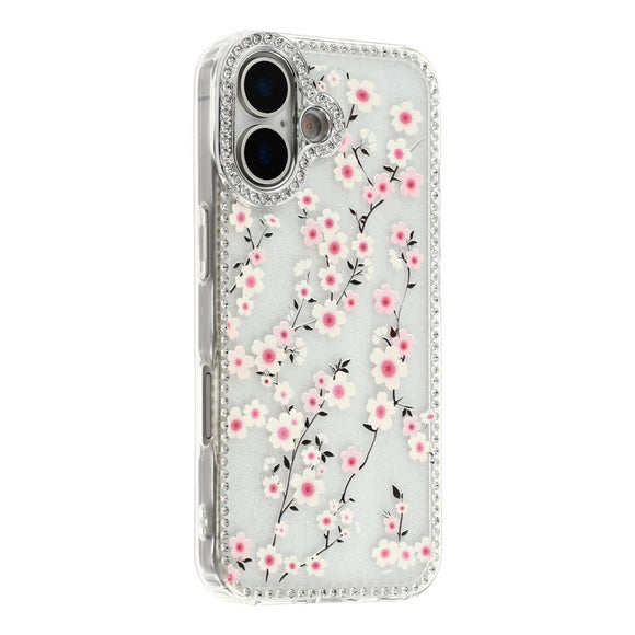 iPhone 17 EIDERWOOD Hybrid Cover m. Rhinsten & Blomsterdesign - Gennemsigtig / Kirsebærblomster