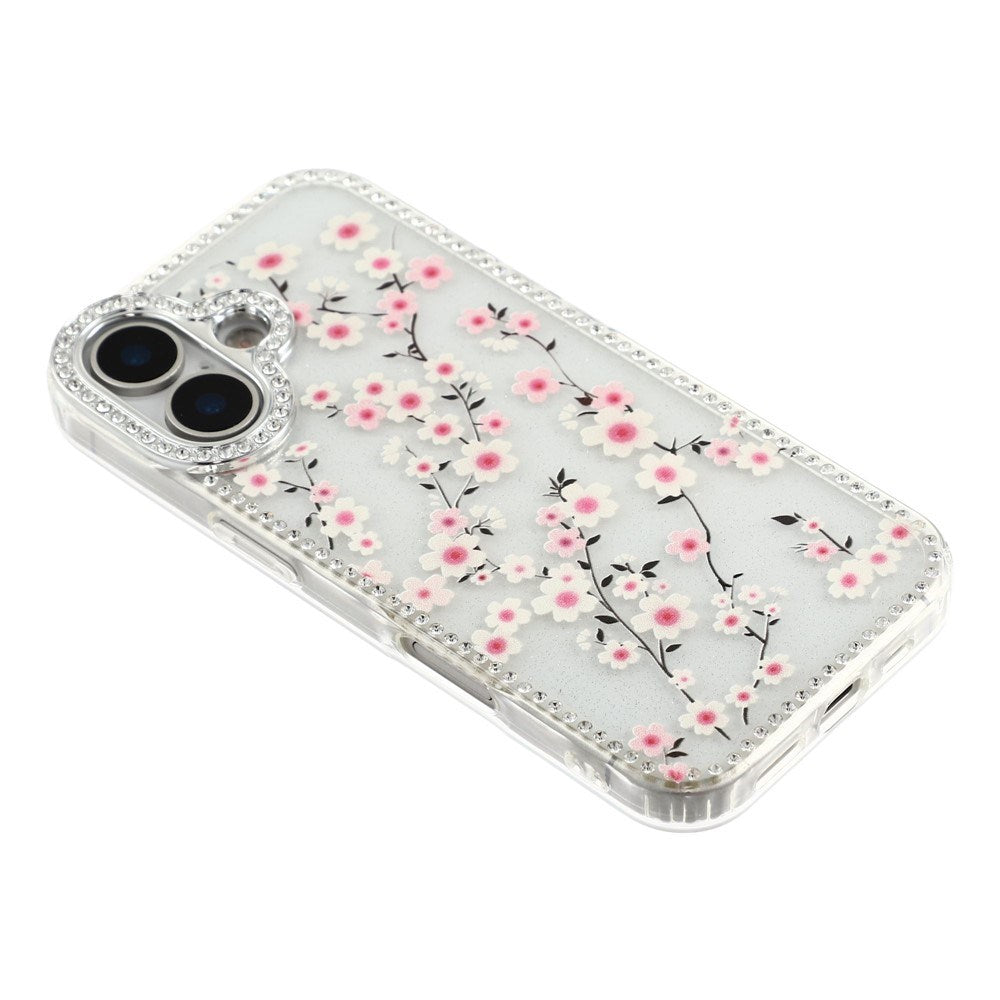 iPhone 17 EIDERWOOD Hybrid Cover m. Rhinsten & Blomsterdesign - Gennemsigtig / Kirsebærblomster