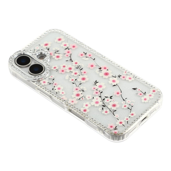 iPhone 17 EIDERWOOD Hybrid Cover m. Rhinsten & Blomsterdesign - Gennemsigtig / Kirsebærblomster