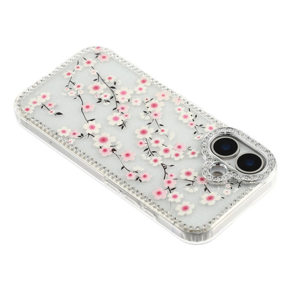 iPhone 17 EIDERWOOD Hybrid Cover m. Rhinsten & Blomsterdesign - Gennemsigtig / Kirsebærblomster
