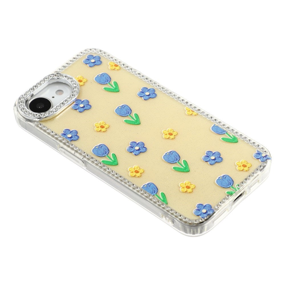 iPhone 17e / 16e EIDERWOOD Hybrid Cover m. Rhinsten & Blomsterdesign - Gul / Tulipaner
