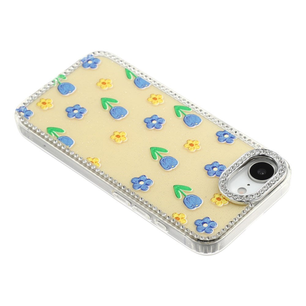 iPhone 17e / 16e EIDERWOOD Hybrid Cover m. Rhinsten & Blomsterdesign - Gul / Tulipaner