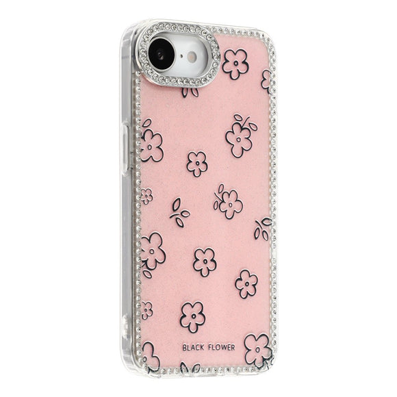 iPhone 17e / 16e EIDERWOOD Hybrid Cover m. Rhinsten & Blomsterdesign - Lyserød / Blomster