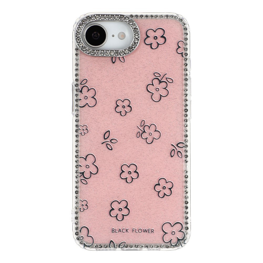 iPhone 17e / 16e EIDERWOOD Hybrid Cover m. Rhinsten & Blomsterdesign - Lyserød / Blomster
