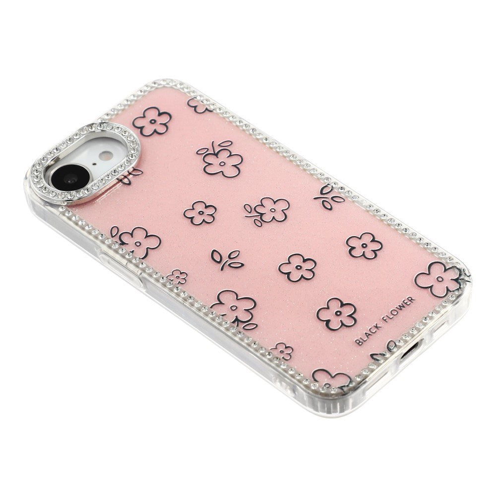 iPhone 17e / 16e EIDERWOOD Hybrid Cover m. Rhinsten & Blomsterdesign - Lyserød / Blomster