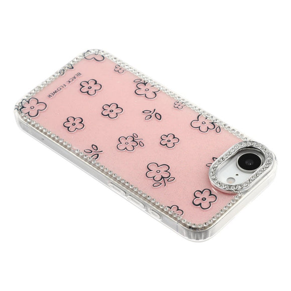 iPhone 17e / 16e EIDERWOOD Hybrid Cover m. Rhinsten & Blomsterdesign - Lyserød / Blomster