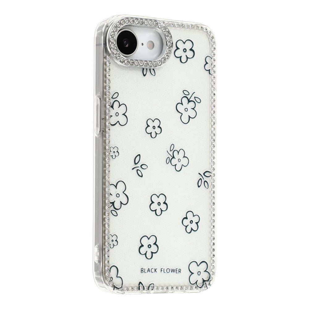 iPhone 17e / 16e EIDERWOOD Hybrid Cover m. Rhinsten & Blomsterdesign - Hvid / Blomster