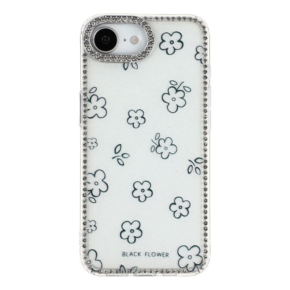 iPhone 17e / 16e EIDERWOOD Hybrid Cover m. Rhinsten & Blomsterdesign - Hvid / Blomster