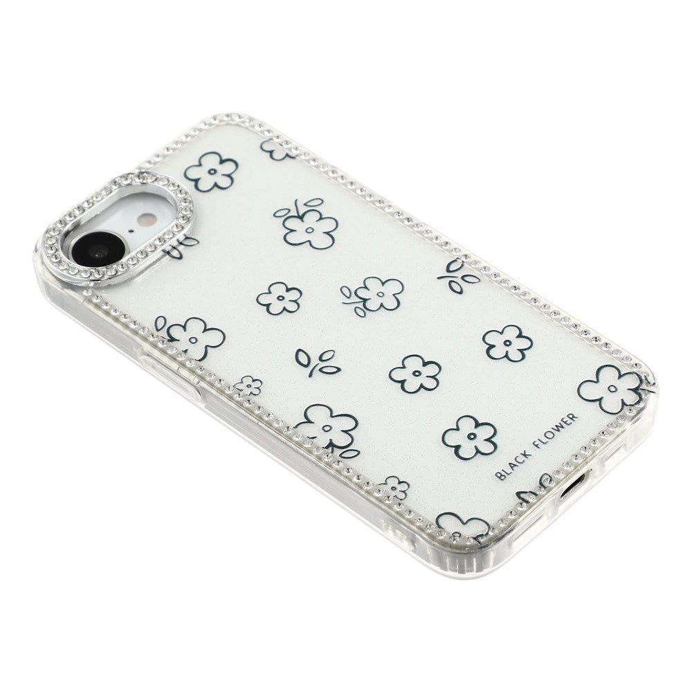 iPhone 17e / 16e EIDERWOOD Hybrid Cover m. Rhinsten & Blomsterdesign - Hvid / Blomster