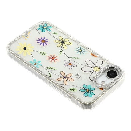 iPhone 17e / 16e EIDERWOOD Hybrid Cover m. Rhinsten & Blomsterdesign - Hvid / Flerfarvet Blomster