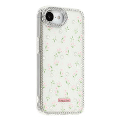 iPhone 17e / 16e EIDERWOOD Hybrid Cover m. Rhinsten & Blomsterdesign - Hvid / Forårsblomster