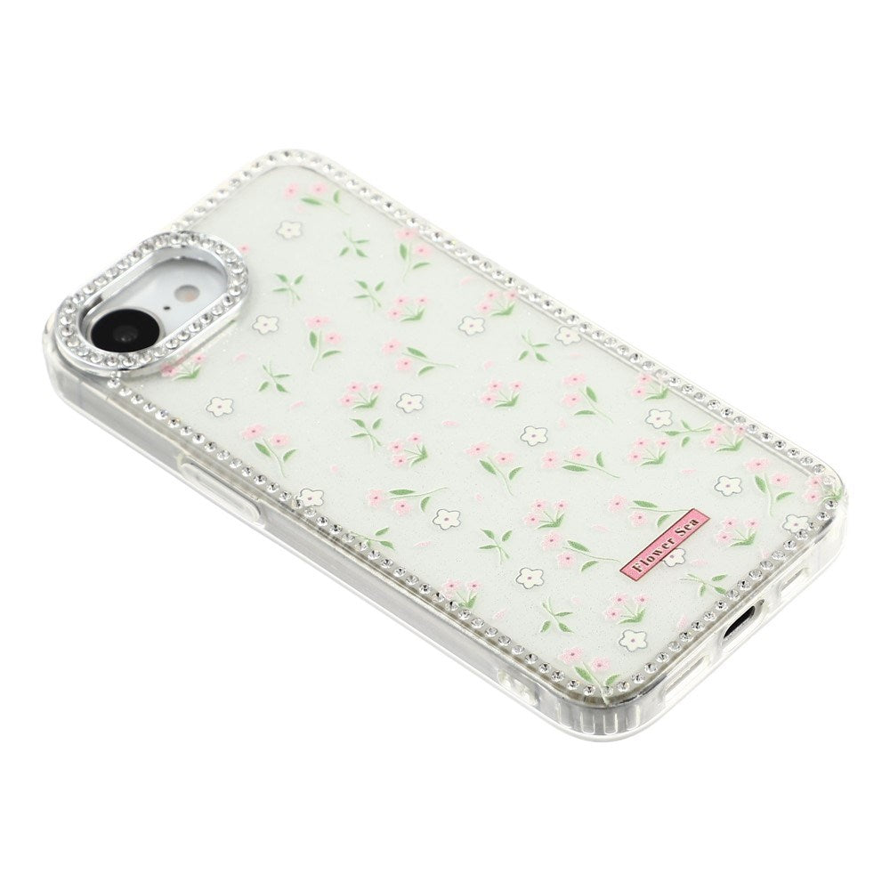 iPhone 17e / 16e EIDERWOOD Hybrid Cover m. Rhinsten & Blomsterdesign - Hvid / Forårsblomster