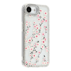 iPhone 17e / 16e EIDERWOOD Hybrid Cover m. Rhinsten & Blomsterdesign - Gennemsigtig / Kirsebærblomster