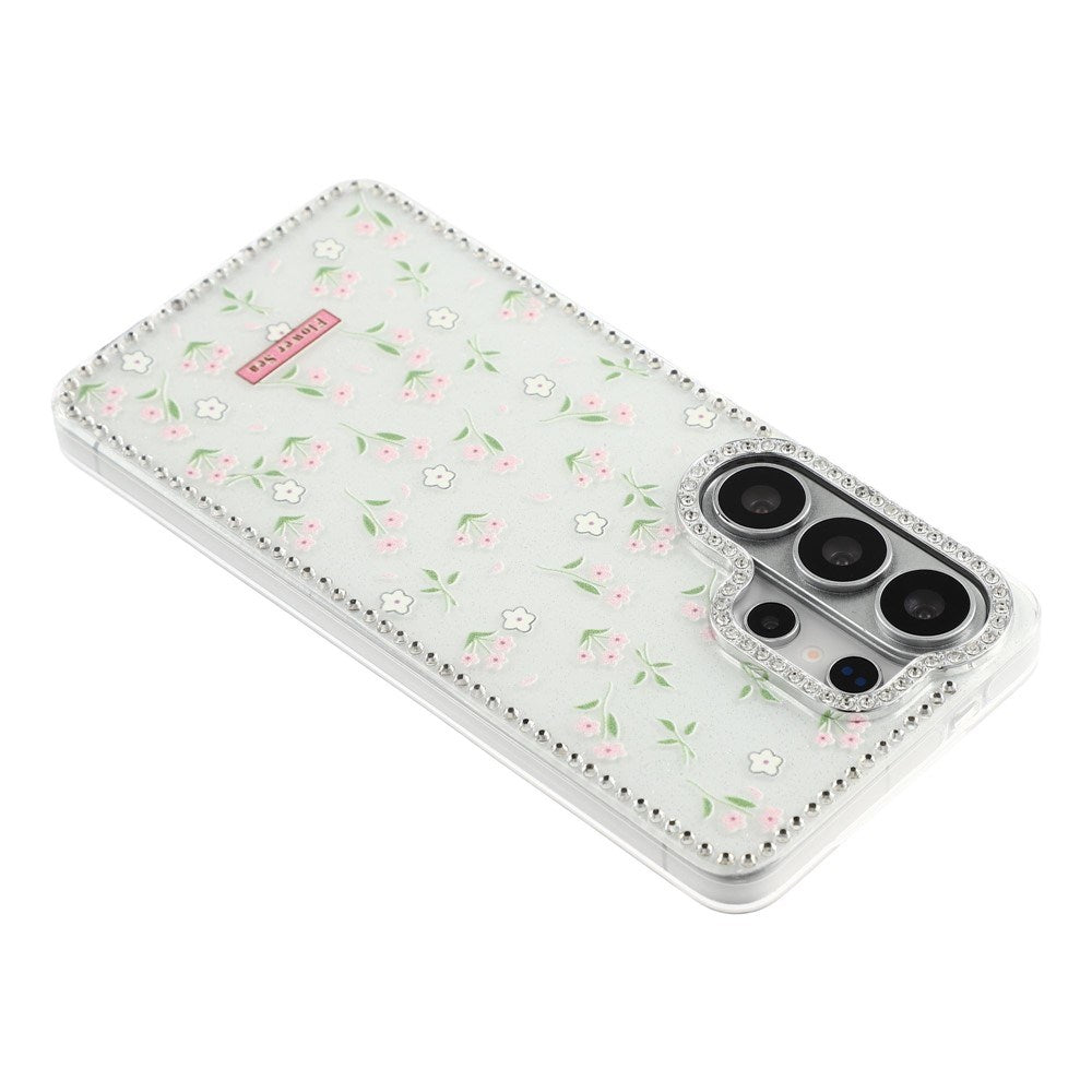 Samsung Galaxy S26 Ultra EIDERWOOD Hybrid Cover m. Rhinsten & Blomsterdesign - Hvid / Forårsblomster
