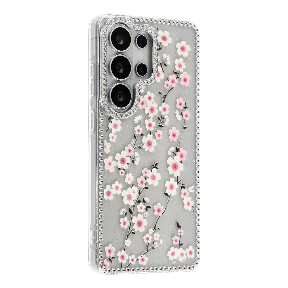 Samsung Galaxy S26 Ultra EIDERWOOD Hybrid Cover m. Rhinsten & Blomsterdesign - Gennemsigtig / Kirsebærblomster